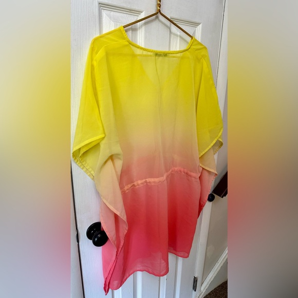 Ellen Weaver Yellow and Pink Ombre Kaftan/Swim Cover Up - Picture 3 of 3
